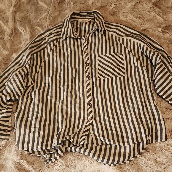 Striped Black and White Mod Ref Women's Shirt - Picture 1 of 6